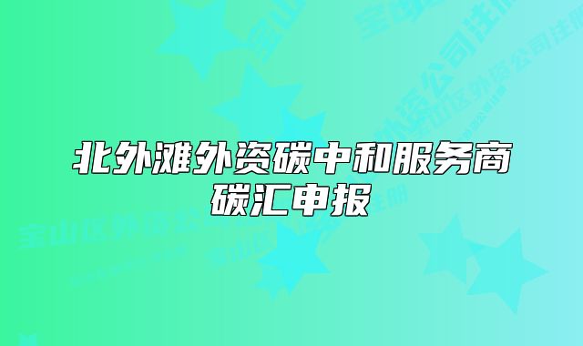 北外滩外资碳中和服务商碳汇申报