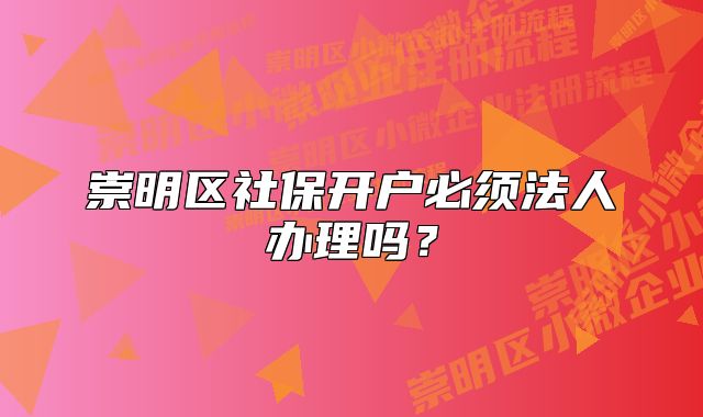 崇明区社保开户必须法人办理吗？