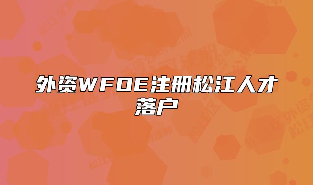 外资WFOE注册松江人才落户