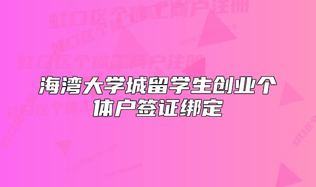 海湾大学城留学生创业个体户签证绑定