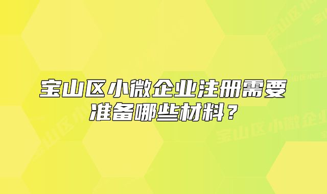 宝山区小微企业注册需要准备哪些材料?