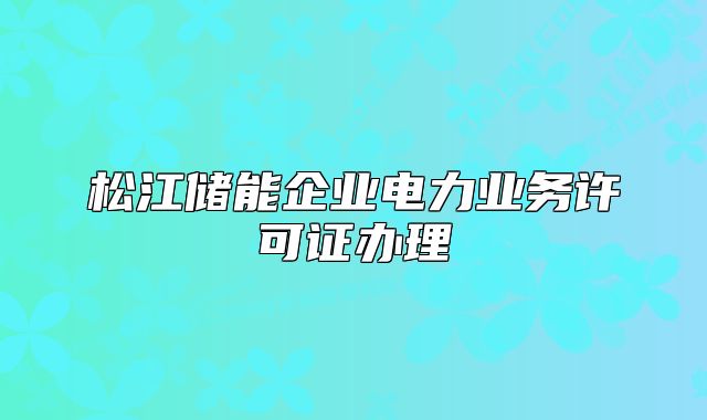 松江储能企业电力业务许可证办理