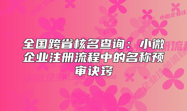 全国跨省核名查询:小微企业注册流程中的名称预审诀窍