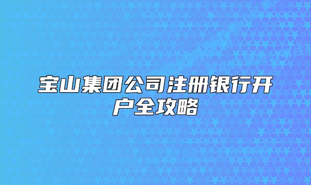 宝山集团公司注册银行开户全攻略