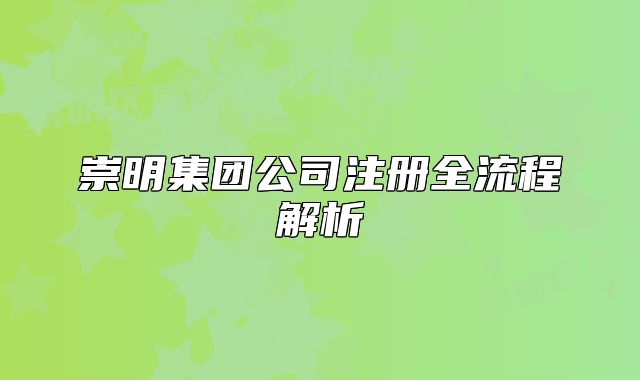 崇明集团公司注册全流程解析