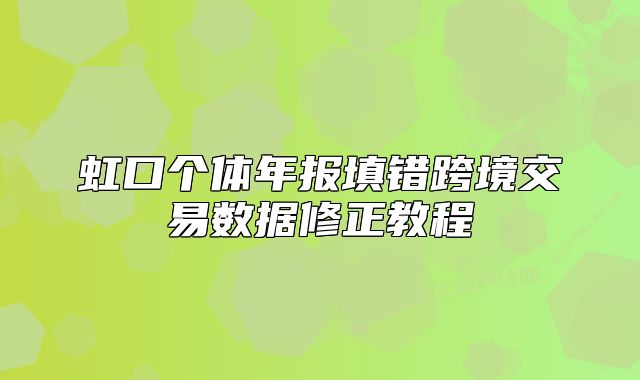 虹口个体年报填错跨境交易数据修正教程