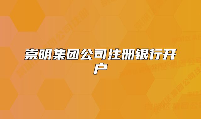 崇明集团公司注册银行开户