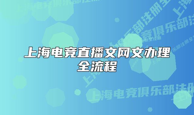 上海电竞直播文网文办理全流程