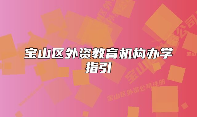 宝山区外资教育机构办学指引