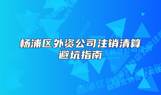 杨浦区外资公司注销清算避坑指南