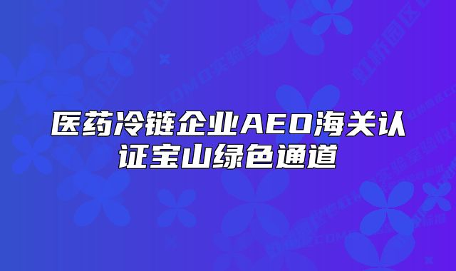 医药冷链企业AEO海关认证宝山绿色通道