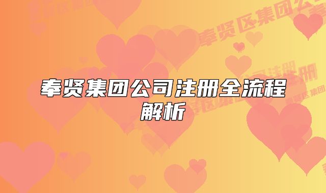 奉贤集团公司注册全流程解析