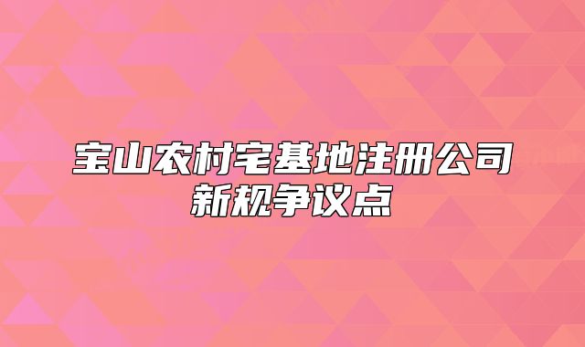 宝山农村宅基地注册公司新规争议点