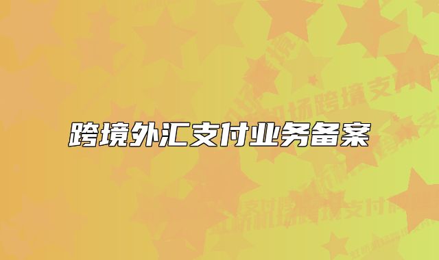 跨境外汇支付业务备案