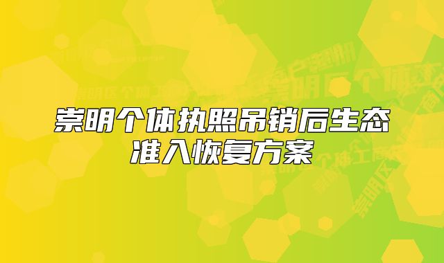崇明个体执照吊销后生态准入恢复方案