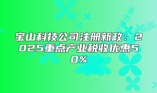 宝山科技公司注册新政：2025重点产业税收优惠50%