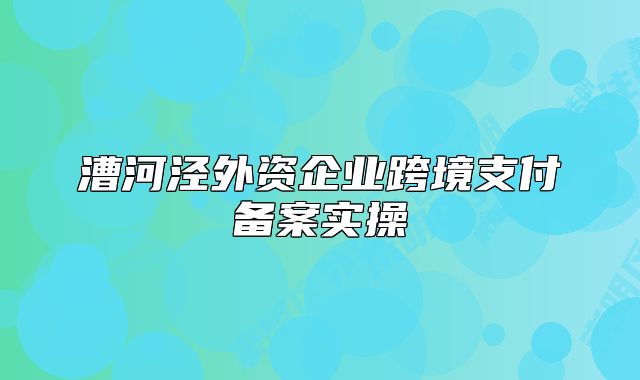 漕河泾外资企业跨境支付备案实操