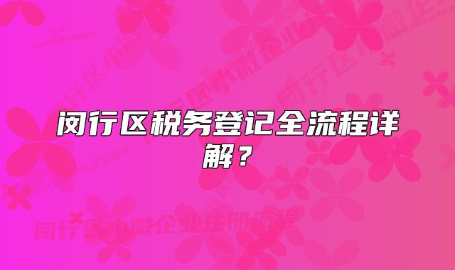 闵行区税务登记全流程详解?