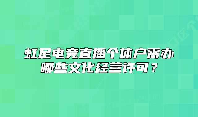 虹足电竞直播个体户需办哪些文化经营许可？