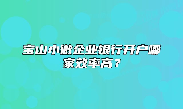 宝山小微企业银行开户哪家效率高？