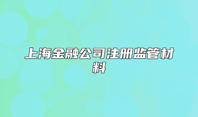 上海金融公司注册监管材料