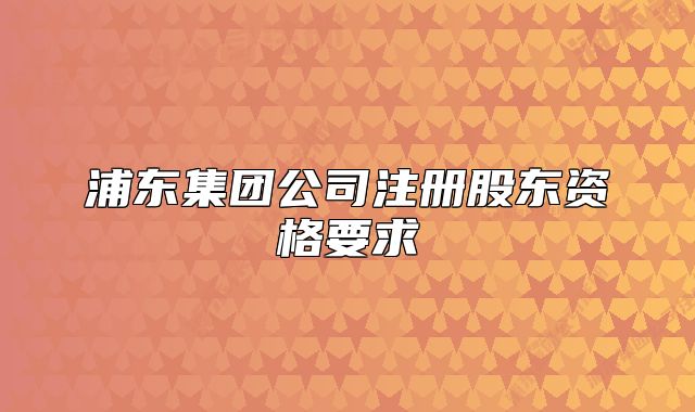 浦东集团公司注册股东资格要求