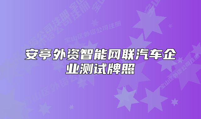 安亭外资智能网联汽车企业测试牌照