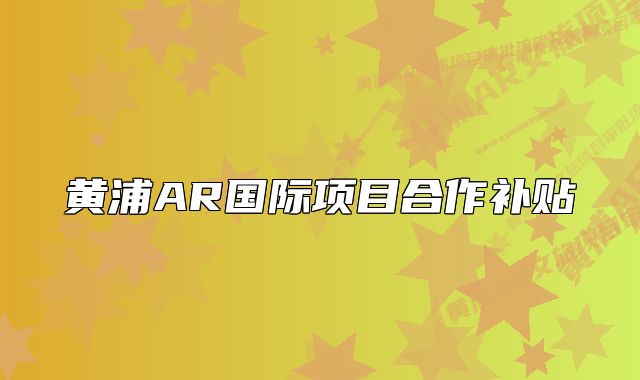 黄浦AR国际项目合作补贴