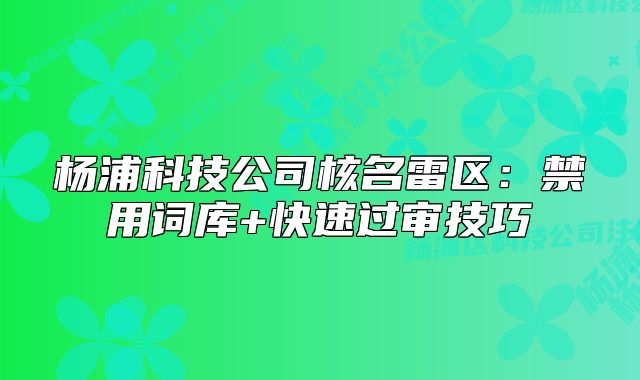 杨浦科技公司核名雷区：禁用词库+快速过审技巧