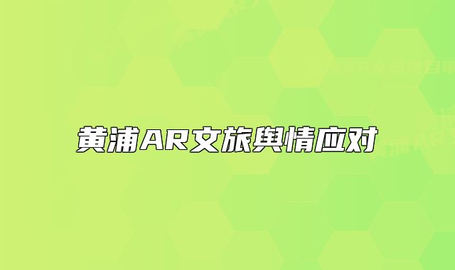黄浦AR文旅舆情应对