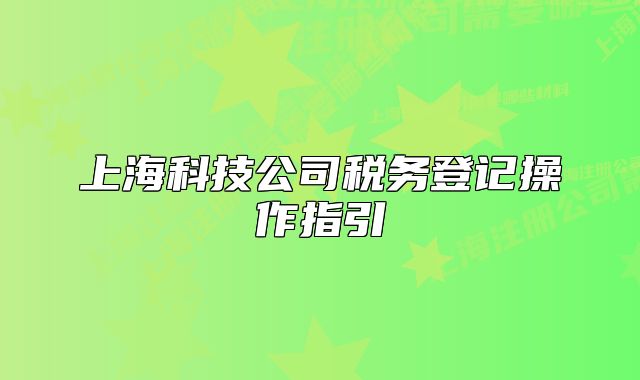 上海科技公司税务登记操作指引