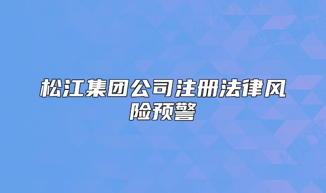 松江集团公司注册法律风险预警