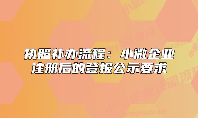执照补办流程：小微企业注册后的登报公示要求