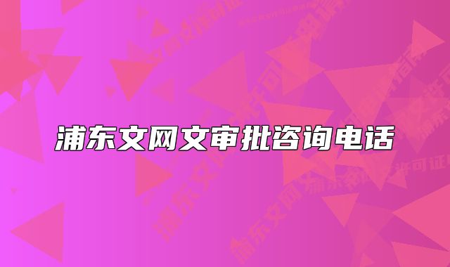浦东文网文审批咨询电话