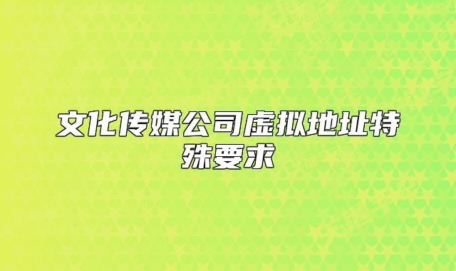 文化传媒公司虚拟地址特殊要求