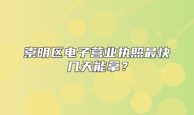 崇明区电子营业执照最快几天能拿?