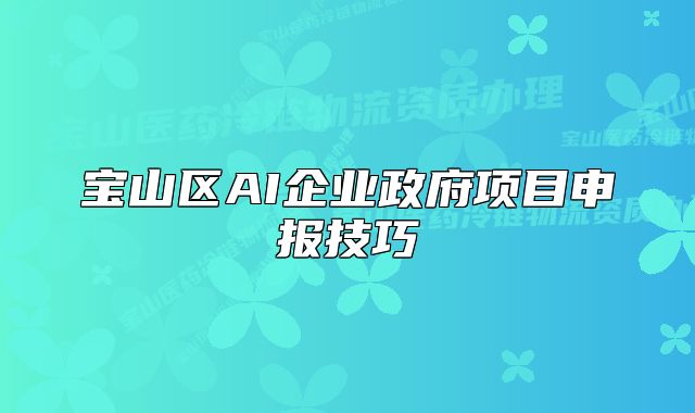 宝山区AI企业政府项目申报技巧