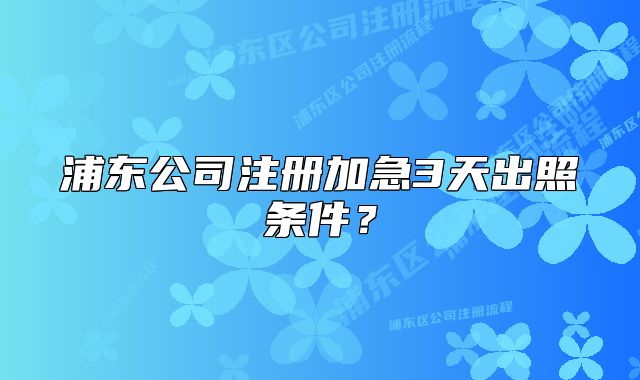 浦东公司注册加急3天出照条件？