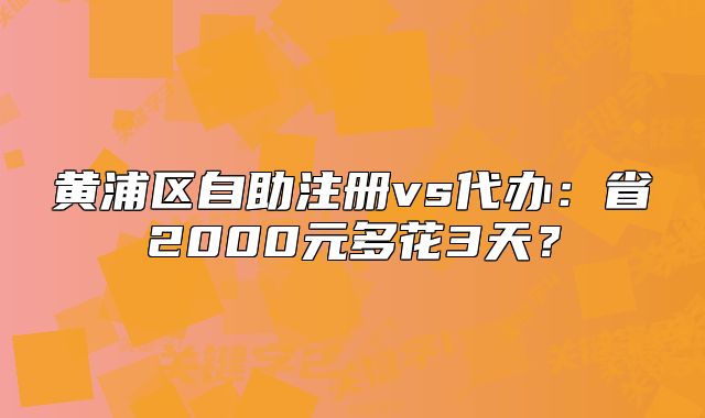 黄浦区自助注册vs代办：省2000元多花3天？
