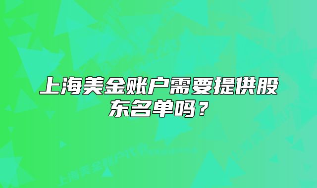 上海美金账户需要提供股东名单吗?