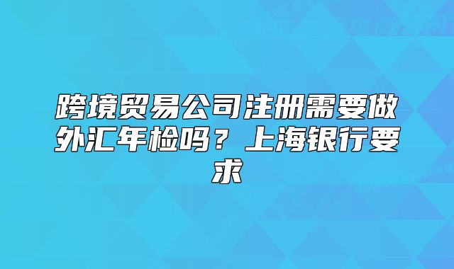 跨境贸易公司注册需要做外汇年检吗?上海银行要求