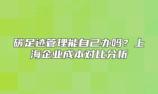 碳足迹管理能自己办吗?上海企业成本对比分析