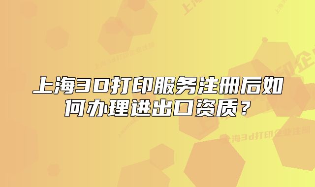 上海3D打印服务注册后如何办理进出口资质?