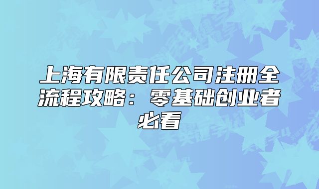 上海有限责任公司注册全流程攻略：零基础创业者必看