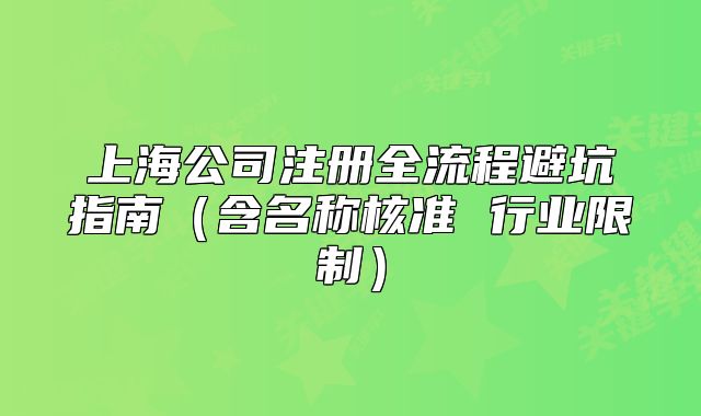 上海公司注册全流程避坑指南(含名称核准 行业限制)