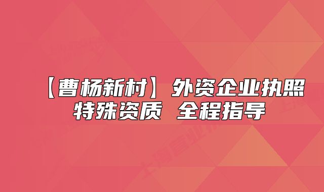 【曹杨新村】外资企业执照 特殊资质 全程指导