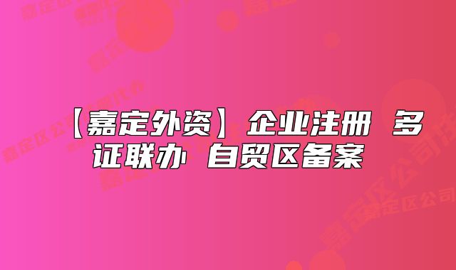 【嘉定外资】企业注册 多证联办 自贸区备案