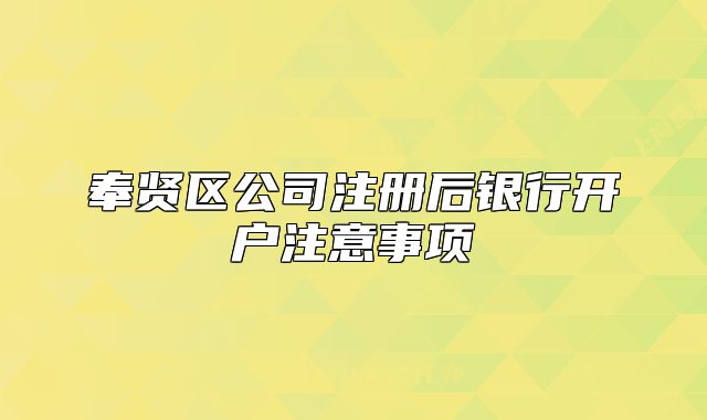 奉贤区公司注册后银行开户注意事项