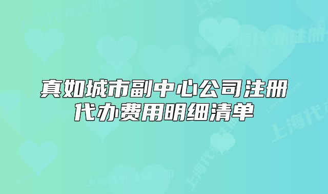 真如城市副中心公司注册代办费用明细清单