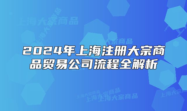 2024年上海注册大宗商品贸易公司流程全解析